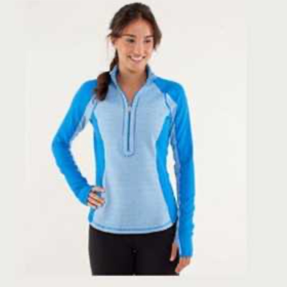 Lululemon Athletica Women's Blue & White U-TURN  Pull-Over Quarter Zip - 4/6
